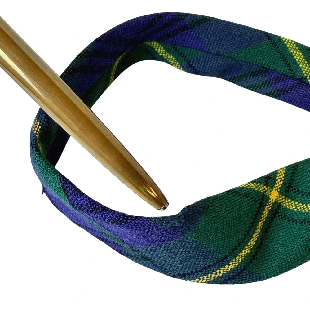 Johnston Tartan Plaid Tie Necktie Men Green Blue 100% New‎ Wool Scotland Vintage